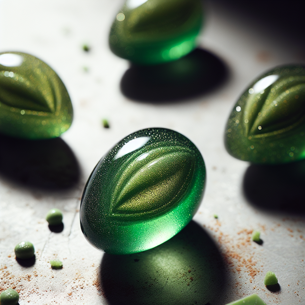 Alien-Eier aus schimmerndem Matcha-Gelee