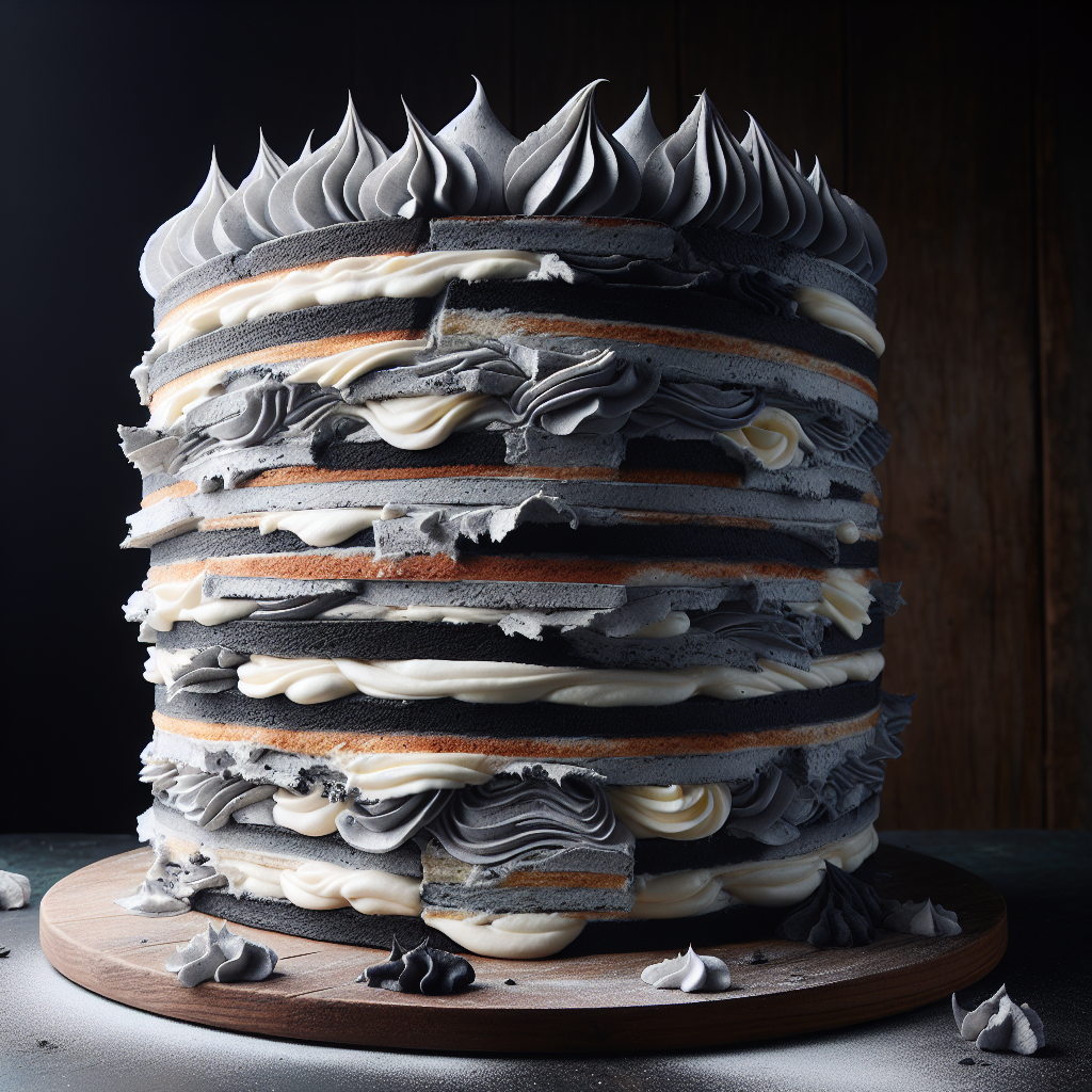 Asche-Schichttorte mit matschiger Buttercreme