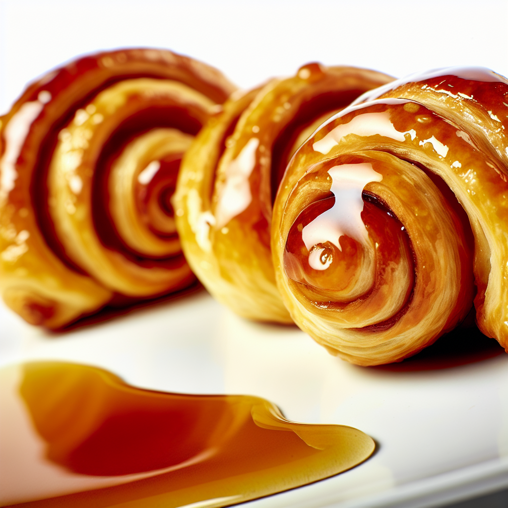 Blätterteig-Schneckenröllchen mit schleimiger Zuckersirup-Dekoration