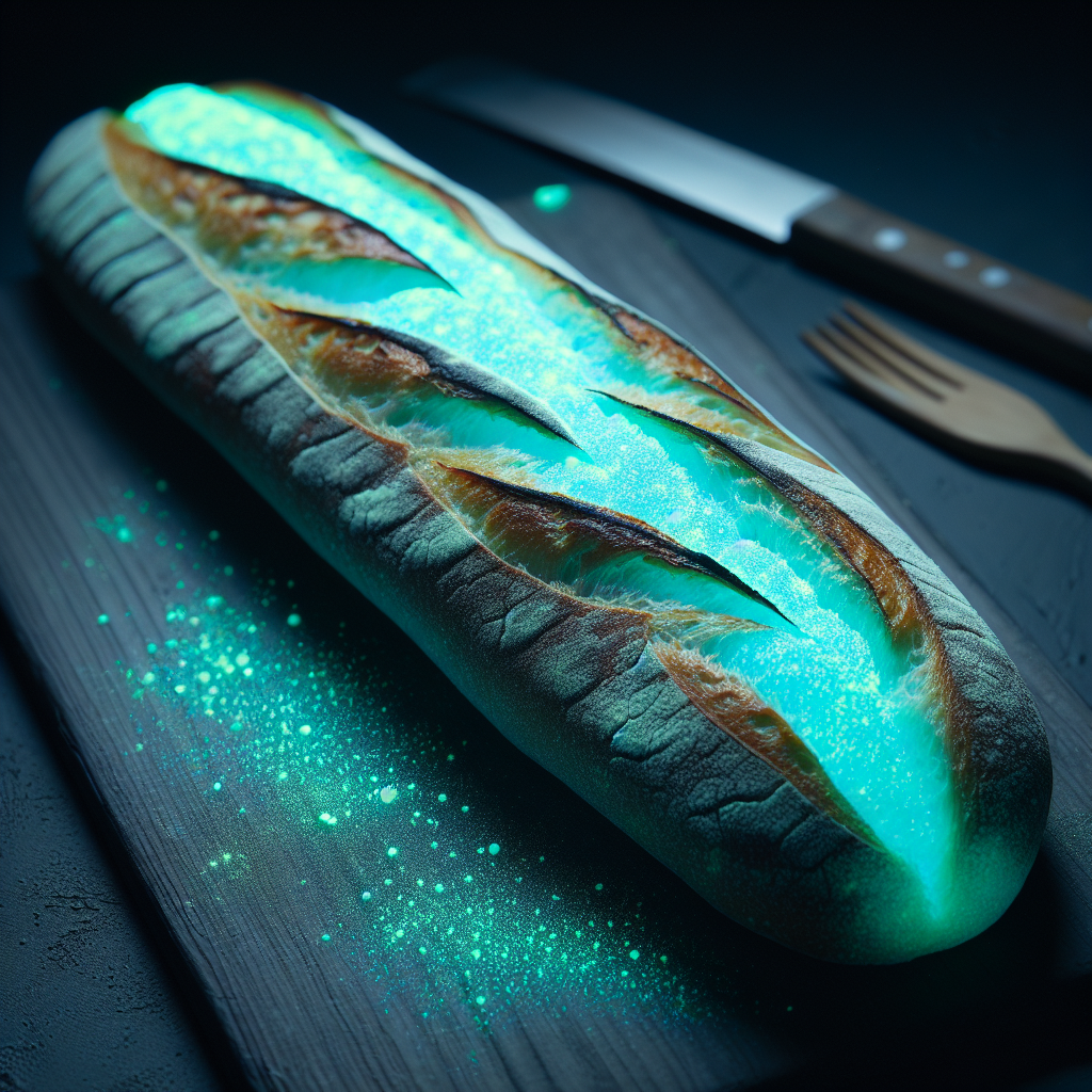 Glow-in-the-Dark-Baguette mit phosphoreszierender Kruste