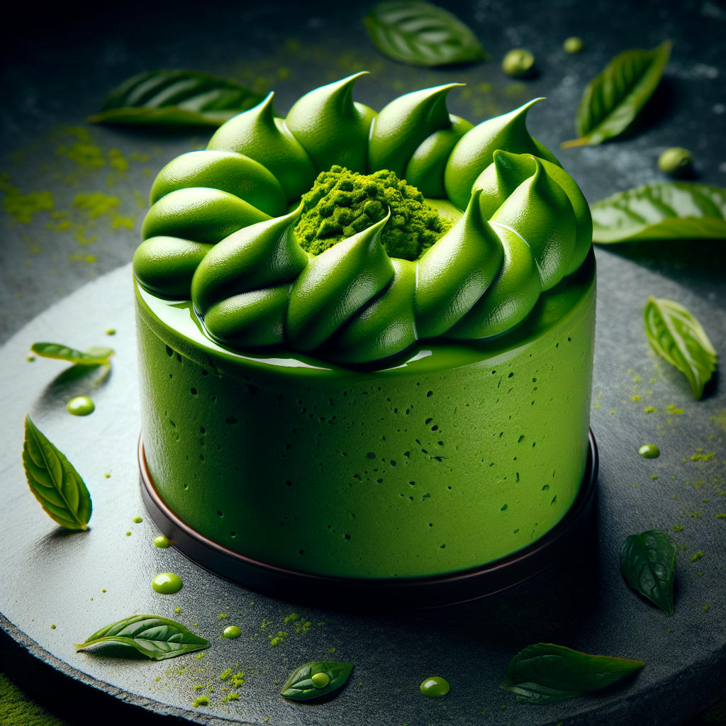 Grünlich-schleimige Matcha-Mousse mit giftiger Optik