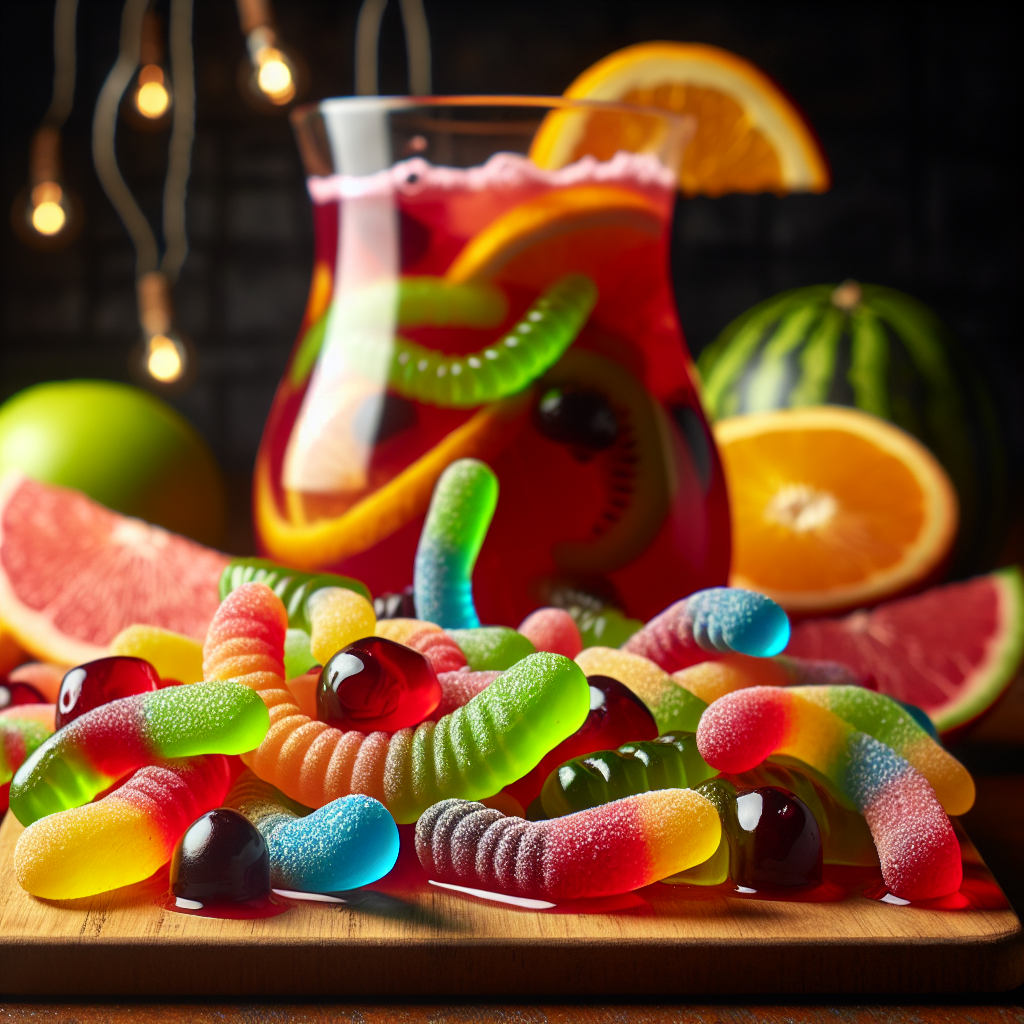 Gummiwurm-Bowle mit Fruchtsaft