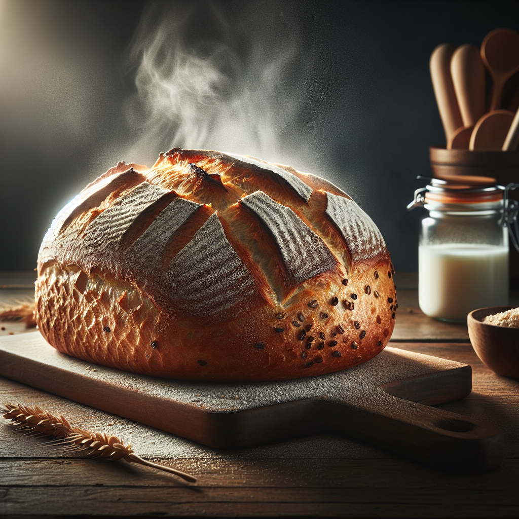 Nebelschleierbrot mit dampfender, schimmernder Krume