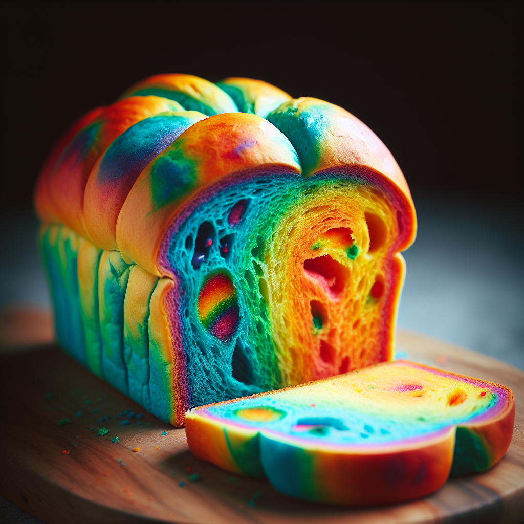 Neonfarbenes Regenbogenbrot mit geheimen Füllungen