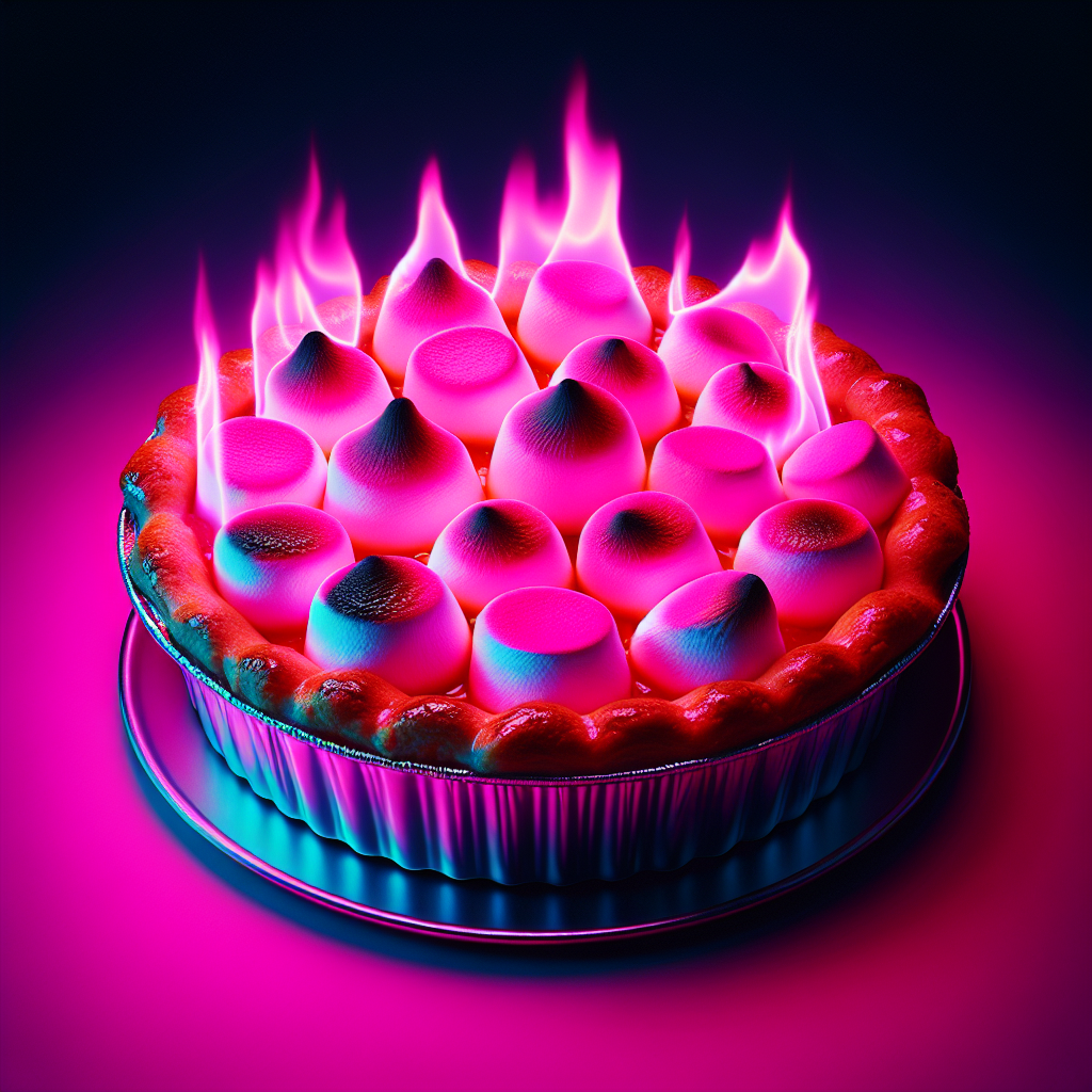 Neonpinker Marshmallow-Auflauf mit brennender Kruste