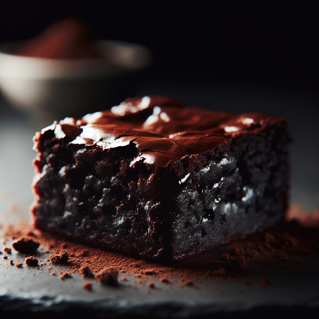 Öliger Schokoladen-Brownie mit schwarzer Kruste