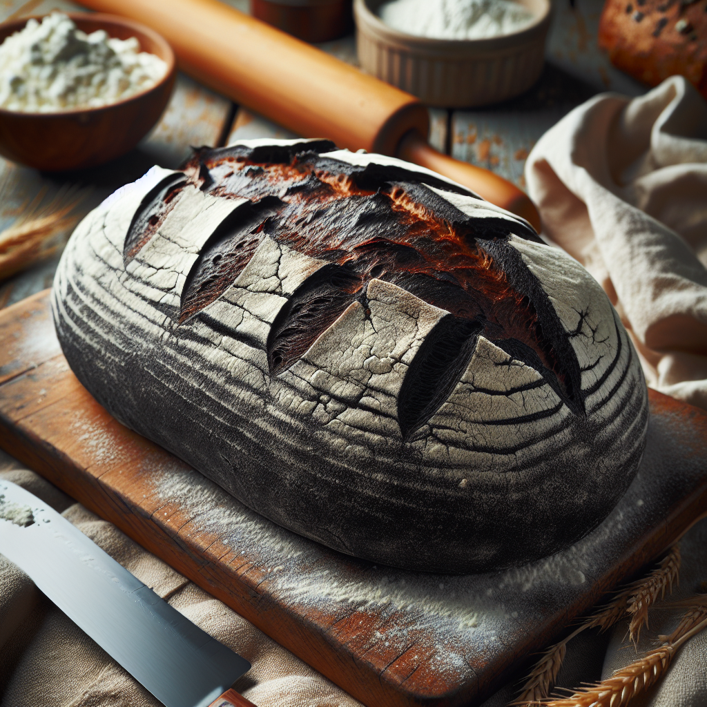 Schwarzgebackenes Holzkohle-Brot