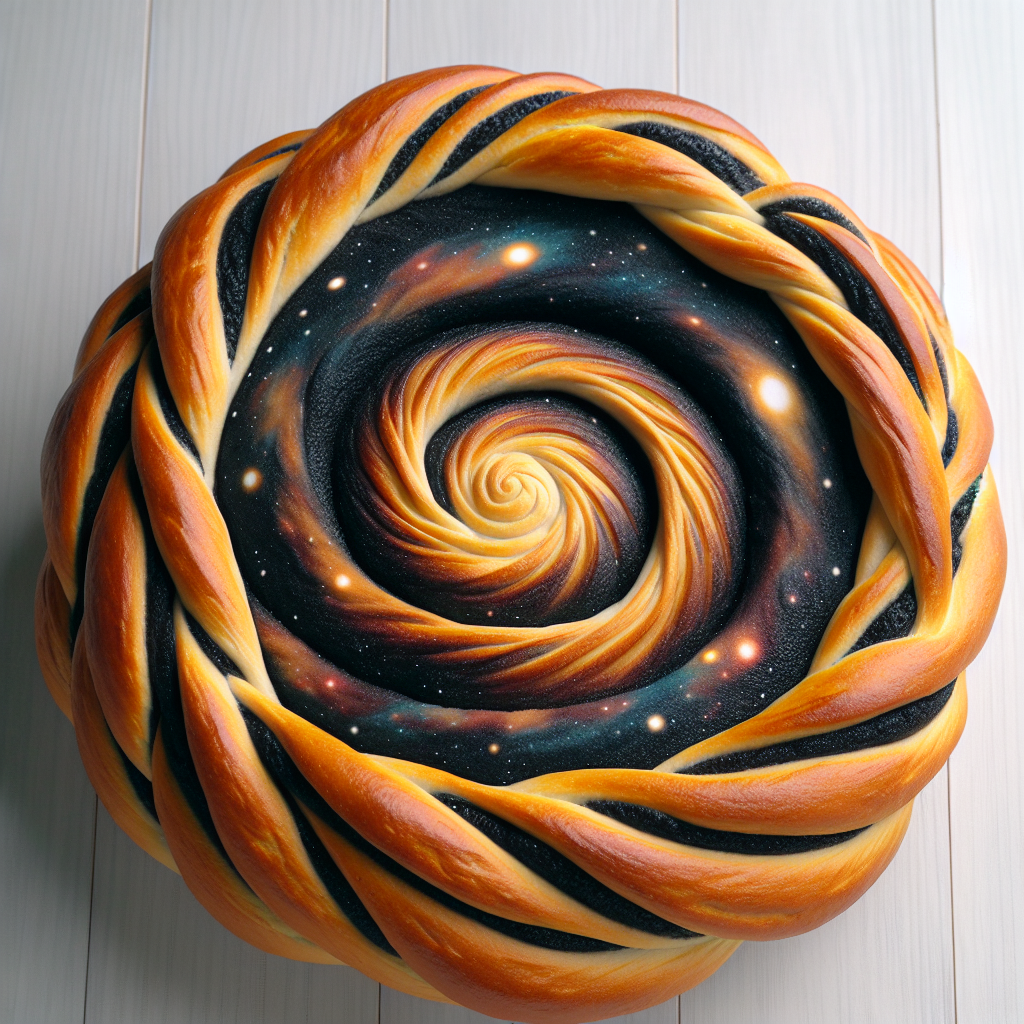 Spiralförmiges Galaxiebrot mit tiefschwarzem Zentrum